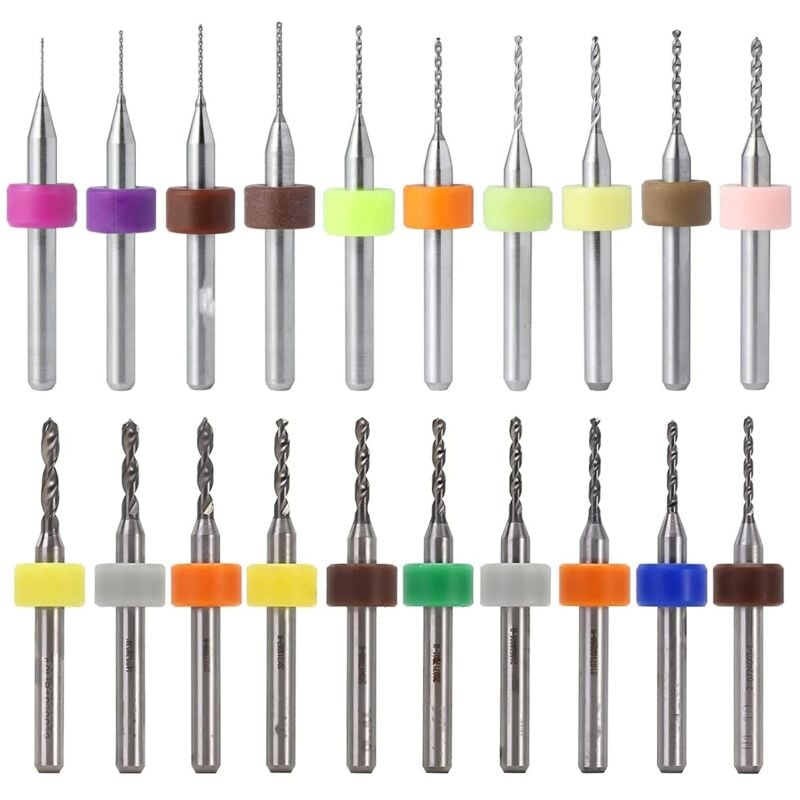 foto del prodotto lablanc 20 pezzi 0,1 1,0 mm, 1,1 2,0 mm pcb circuito stampato micro punte in carburo di tungsteno mini punte elicoidali set incisione lavorazione
