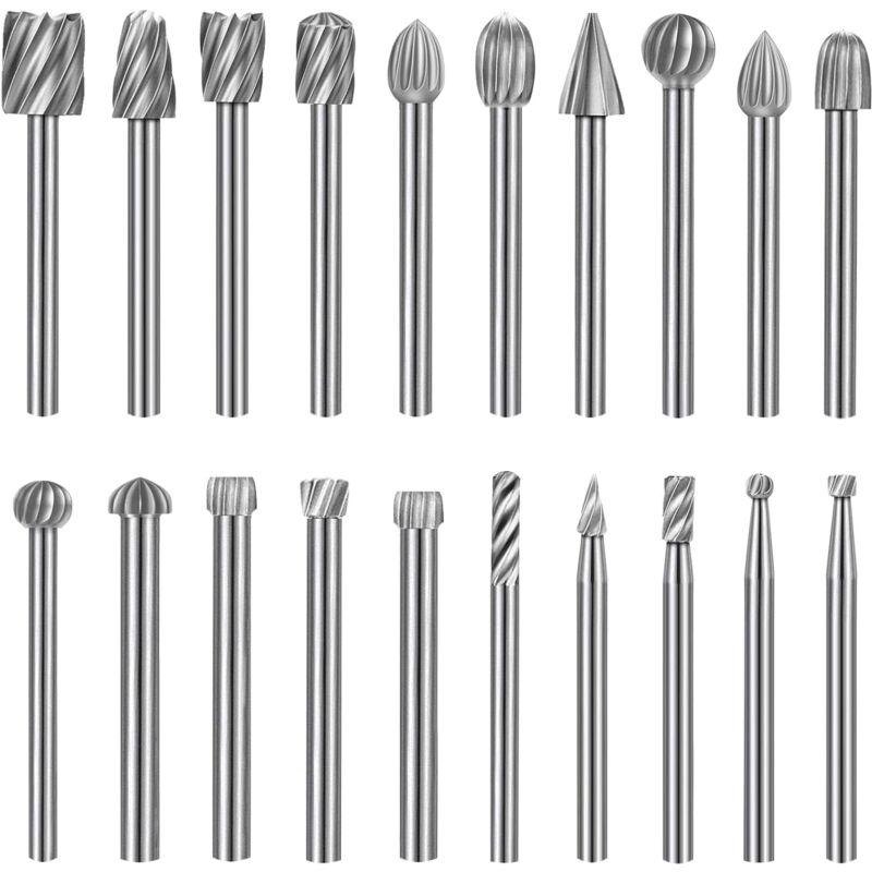 foto del prodotto lablanc 20 pezzi di frese rotanti, set di frese in carburo, punte per frese rotanti hss compatibili con dremel, utensile rotante con gambo da 1 8 