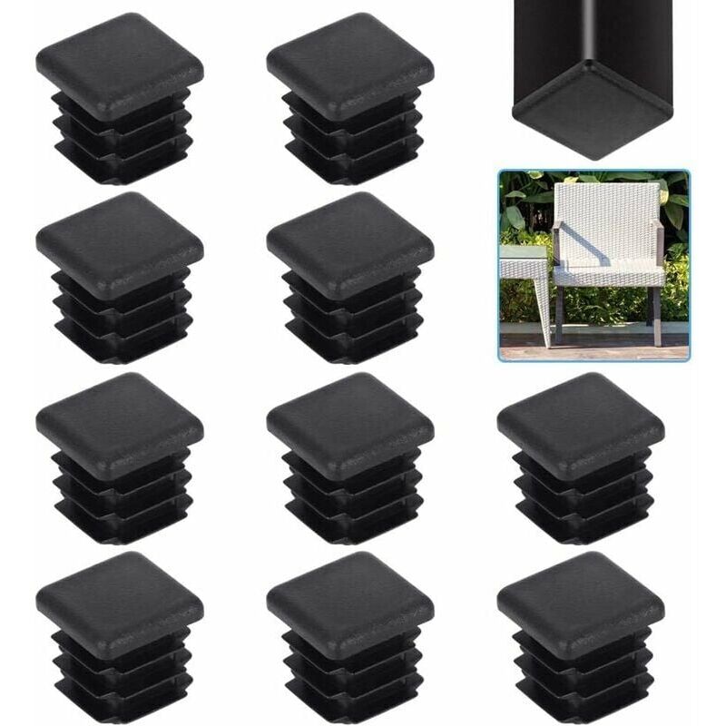 foto del prodotto lablanc 20 tappi per tubi quadrati, 20 tappi per tubi quadrati da 20 mm, tappi per tubi quadrati in plastica nera, tappi per pinne quadrate, tappi