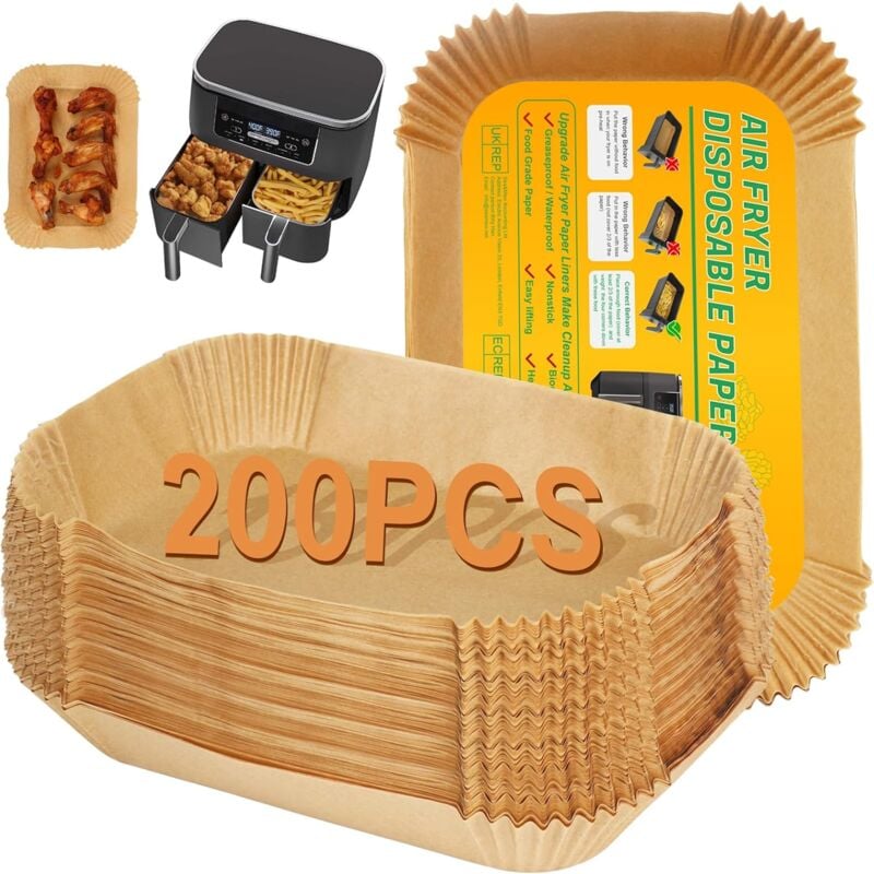 foto del prodotto lablanc 200 fogli di carta da forno per friggitrice ad aria ninja double stack xl 9,5l sl400eu, accessori per friggitrice ad aria ninja foodi max