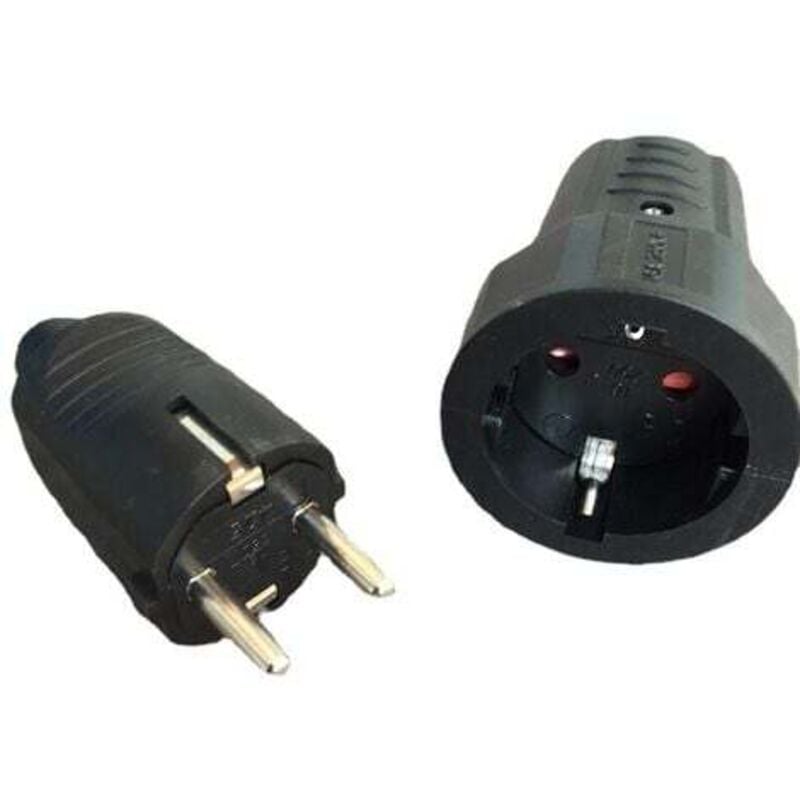 foto del prodotto lablanc 3 spine maschio e 3 prese femmina, spina elettrica a 2 pin con spina elettrica impermeabile in gomma, spina maschio, nera