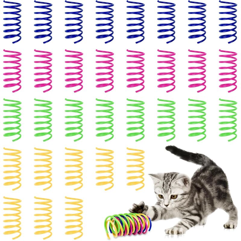 foto del prodotto lablanc 32 pezzi giocattoli a molla per gatti, molle a spirale in plastica, giocattoli interattivi per gattini pigri e colorati che saltano 4
