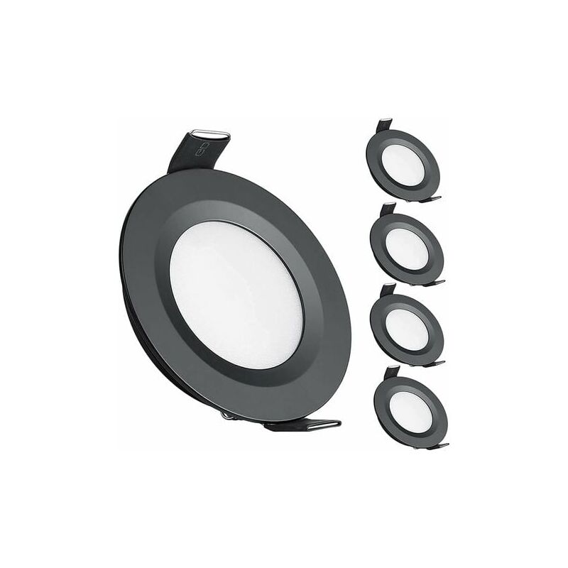 foto del prodotto lablanc 4 faretti da incasso a led da 12 v, foro da 58 65 mm, 3 w, 6400 k, per camper, barca, roulotte, furgone, yacht, bianco freddo nero 