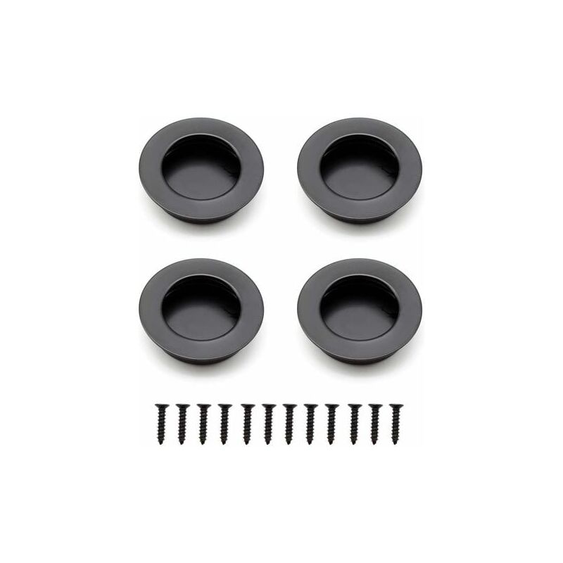 foto del prodotto lablanc 4 maniglie rotonde da incasso, maniglia per porta scorrevole in acciaio inossidabile da 40 mm, maniglie per mobili nere utilizzabili per