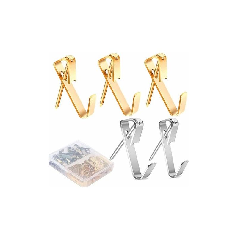 foto del prodotto lablanc 40 pezzi ganci per quadri, ganci per quadri, ganci da parete, ganci per quadri, ganci per il fissaggio di cornici oro 20 argento 20 