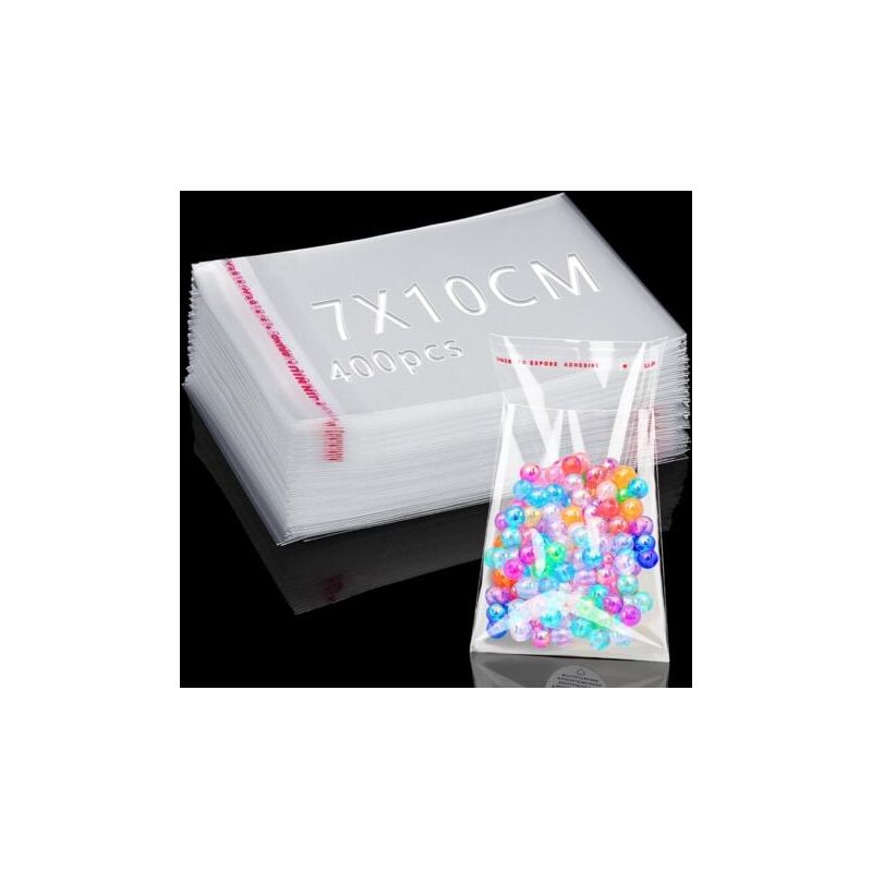 foto del prodotto lablanc 400 pezzi sacchetti di plastica trasparenti 10x7cm sacchetti di cellophane sacchetti autoadesivi sacchetti di biscotti in plastica opp