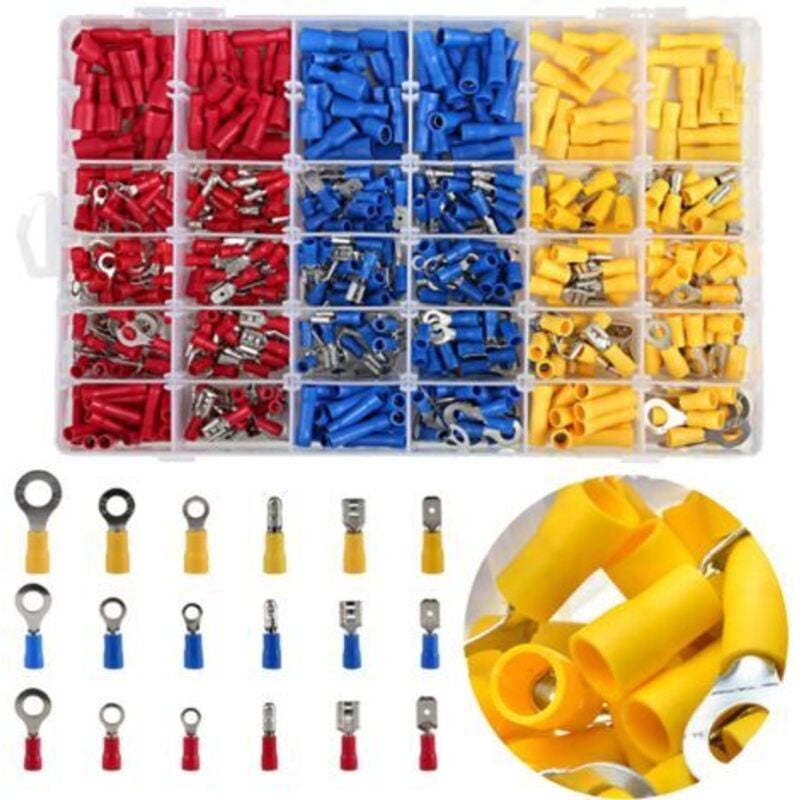 foto del prodotto lablanc 480 terminali elettrici, terminali elettrici per auto, connettori elettrici, assortimento di connettori a crimpare isolati