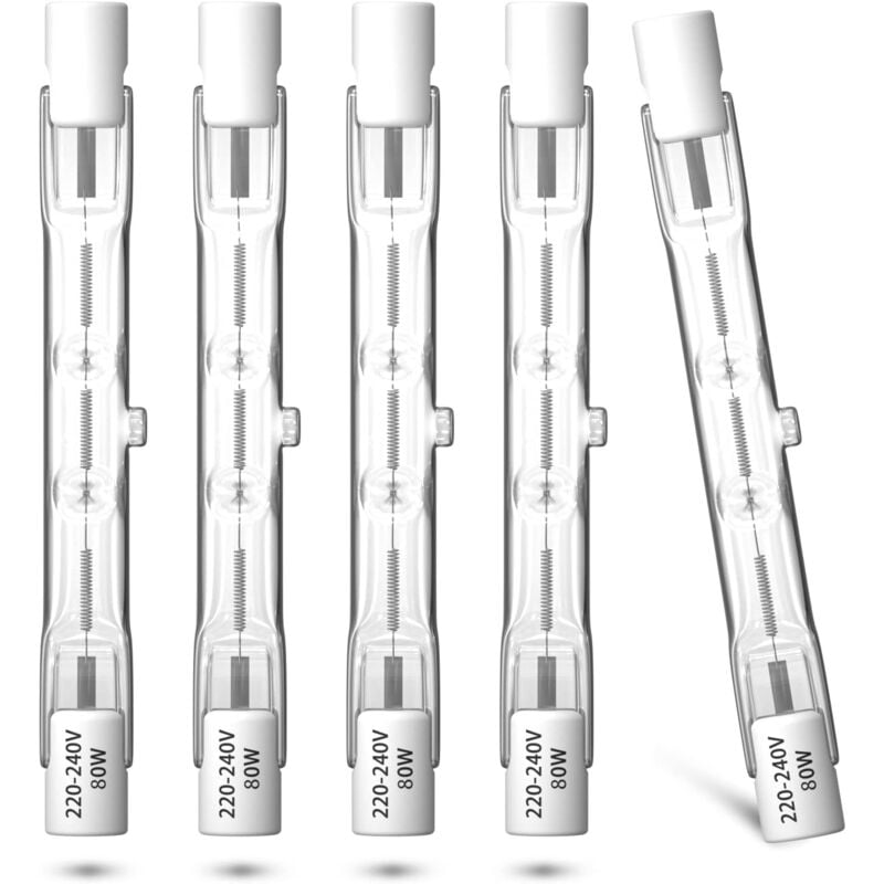 foto del prodotto lablanc 5 lampadine alogene ecologiche r7s 78 mm 80 w 230 v, bianco caldo 2800 k, dimmerabili, a doppia estremit , tipo j, per illuminazione