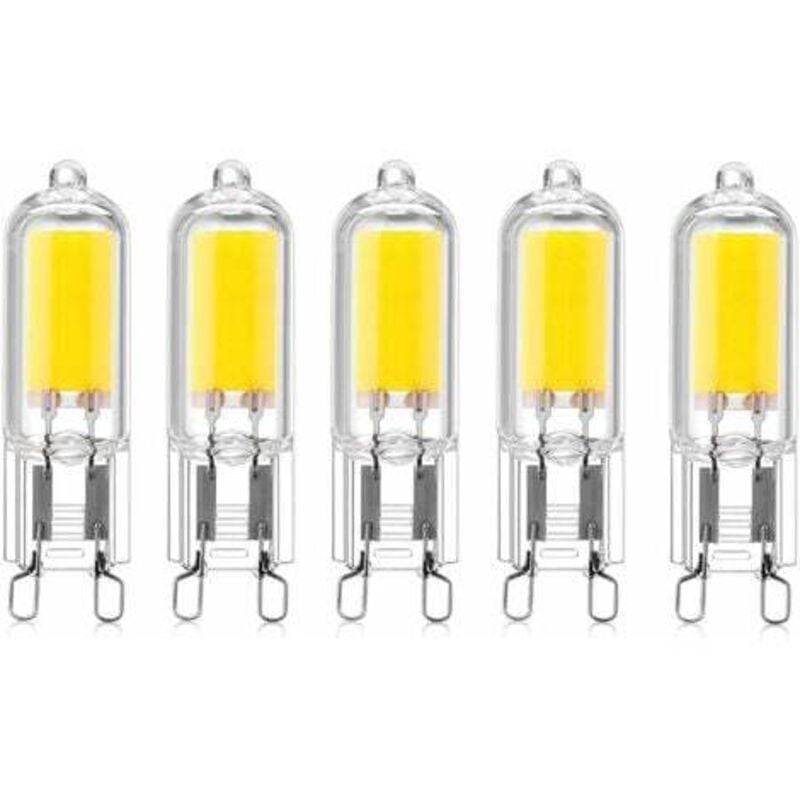 foto del prodotto lablanc 5 lampadine led cob con attacco g9 da 2 w, 220 v, 200 lumen, equivalenti a lampadine alogene da 10 w 20 w, per lampadari, lampade da