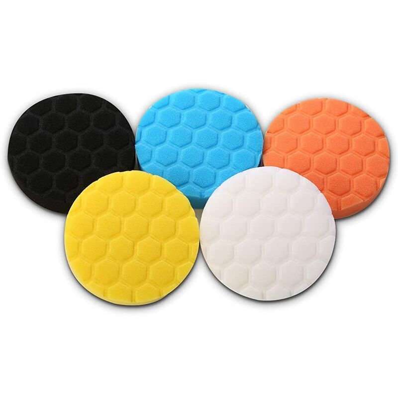 foto del prodotto lablanc 5 pezzi di tamponi per lucidatura auto da 125 mm, tamponi per lucidatura in spugna, kit di tamponi per lucidatura per spugne da trapano,