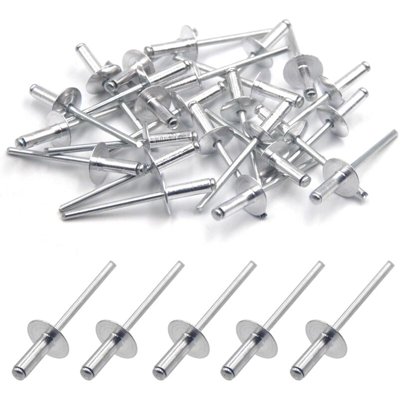 foto del prodotto lablanc 50 rivetti ciechi in alluminio ad alette larghe 4 mm x 12 mm, confezione da 50 argento 
