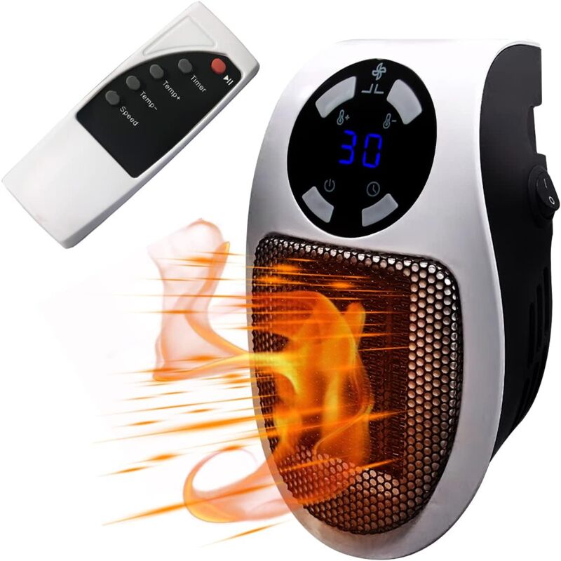 foto del prodotto lablanc 500 watt mini termoventilatore in ceramica, termoventilatore portatile, termoventilatore economico con spina, termostato e timer, per
