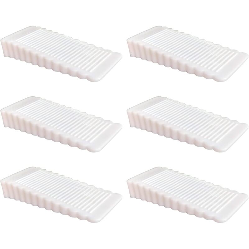 foto del prodotto lablanc 6 pezzi cunei per porta bianchi in gomma morbida antiscivolo, altezza regolabile, fermaporta per piastrelle, pavimento, cemento, moquette