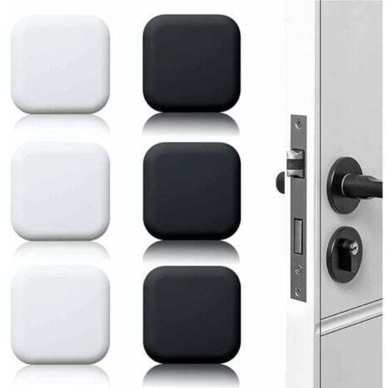 foto del prodotto lablanc 6 pezzi fermaporta adesivo da parete nero bianco 45 mm x 45 mm fermaporta adesivo da parete fermaporta adesivo da parete
