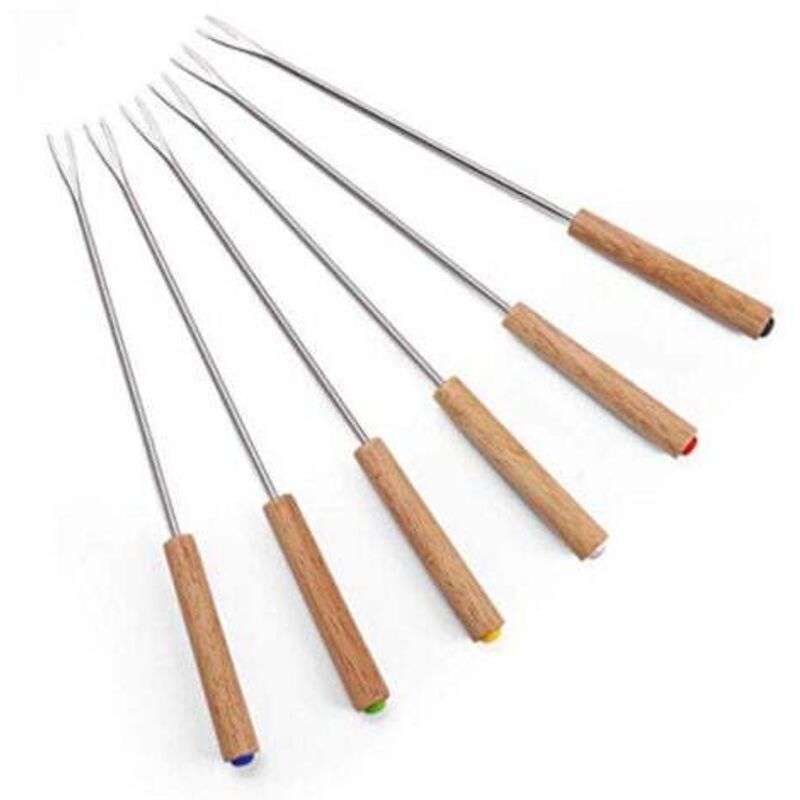 foto del prodotto lablanc 6 pezzi forchette per fonduta di formaggio con manico in legno bastoncino per fonduta in acciaio inossidabile bastoncino per fonduta alla