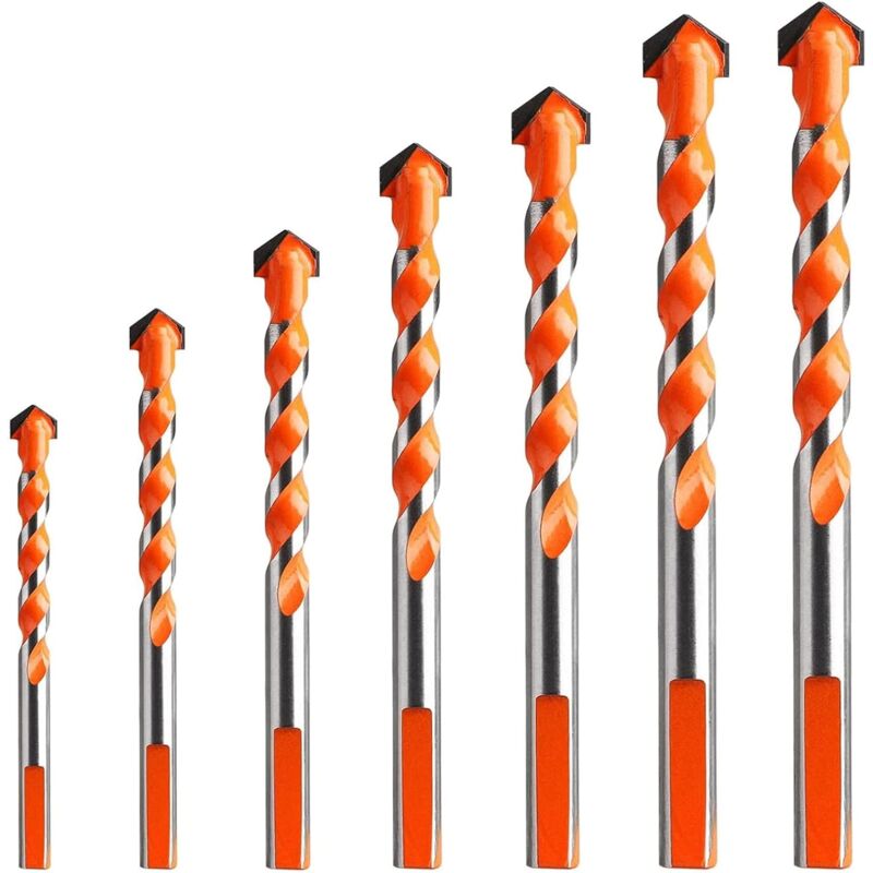 foto del prodotto lablanc 7 punte da trapano per muratura in carburo di tungsteno, punte da trapano triangolari multimateriale per piastrelle, cemento, mattoni,