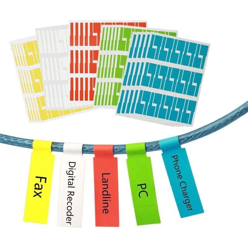 foto del prodotto lablanc 750 pezzi di etichette adesive per cavi, impermeabili, resistenti allo strappo, per l identificazione di cavi, 5 colori assortiti, 5 fogli