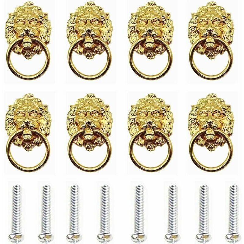 foto del prodotto lablanc 8 pezzi maniglie per mobili a forma di testa di leone, maniglie per cassetti a forma di leone in bronzo antico, anelli per cassetti a forma