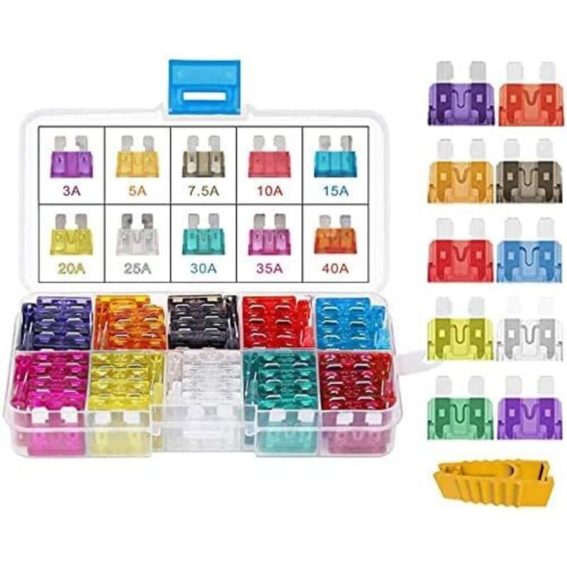 foto del prodotto lablanc 80 fusibili a lama standard per auto assortiti da 12v 24v, fusibili meccanici, per veicoli, auto, moto, auto, barche, camion, 3a 5a 7,5a
