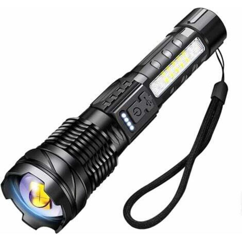 foto del prodotto lablanc a76 torcia led ultra potente 20000 lumen torcia ricaricabile usb 7 modalit torcia tattica con clip per campeggio, escursionismo, emergenza