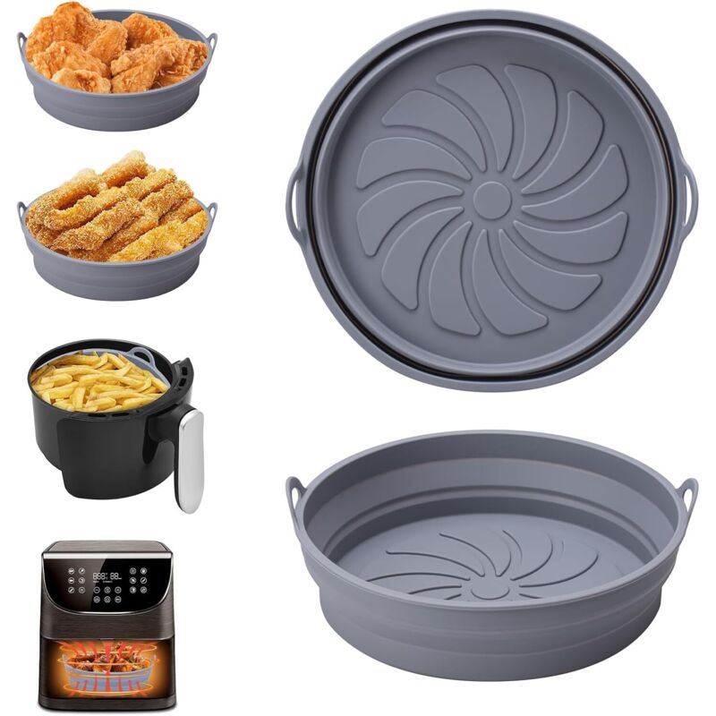 foto del prodotto lablanc accessori per friggitrice ad aria set di 2 teglie da forno in silicone pieghevoli e riutilizzabili per friggitrice ad aria, microonde e