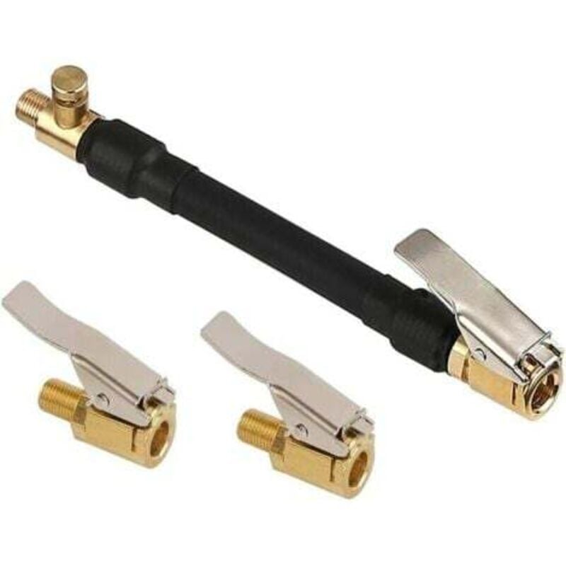 foto del prodotto lablanc adattatore per valvola pneumatici auto, tubo flessibile per pompa di gonfiaggio pneumatici con 2 ugelli in ottone, connettore per valvola