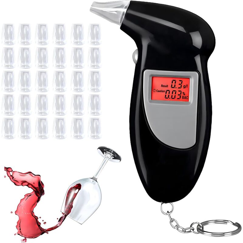 foto del prodotto lablanc alcol tester misuratore di distanza con 30 bocchini, misuratore di distanza professionale portatile, contachilometri con display lcd