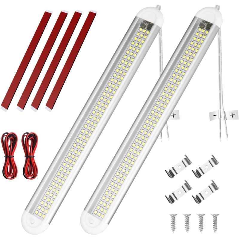 foto del prodotto lablanc barra luminosa interna a led, 2 pezzi 12v 120led barra luminosa interna con interruttore on off, barra luminosa bianca per
