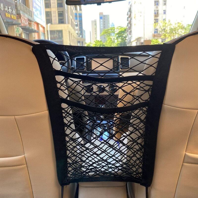 foto del prodotto lablanc borsa a rete per auto a 3 strati, borsa a rete per sedile posteriore, porta di sicurezza per bambini posteriore, porta fazzoletti per