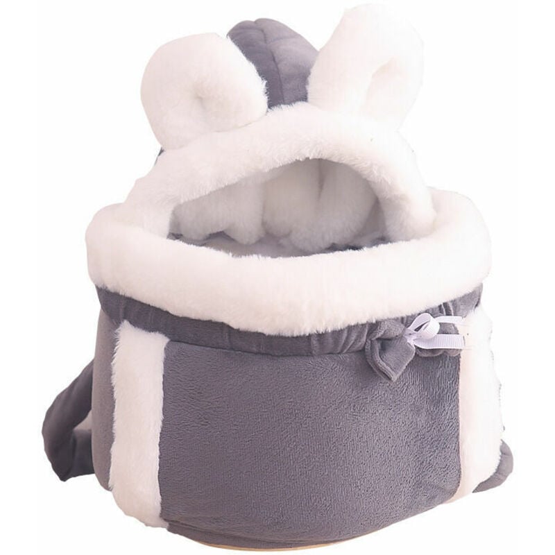 foto del prodotto lablanc borsa da trasporto calda per animali domestici, per gatti e cani, zaino invernale in peluche, gabbia per animali domestici, grigio, m