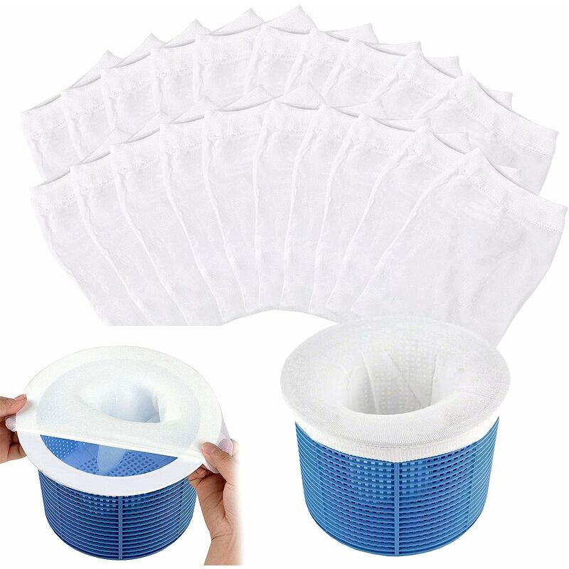 foto del prodotto lablanc calze per skimmer da piscina, 20 pezzi, calze per skimmer prefiltro, cestello per skimmer, prefiltro per piscina in nylon elastico per