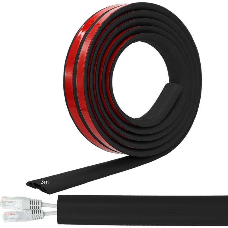 foto del prodotto lablanc canalina passacavi 3m, ponte passacavi autoadesivo per pavimento, protezione cavi flessibile in pvc per pavimento, copertura cavi per