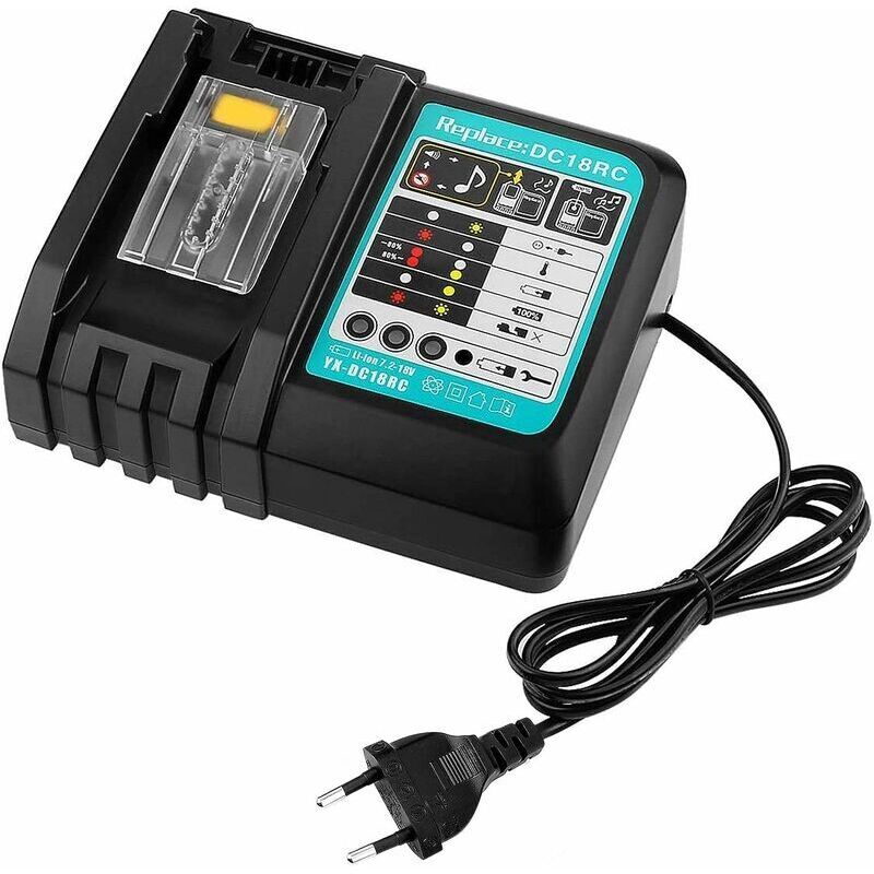 foto del prodotto lablanc caricabatterie di ricambio dc18rc caricabatterie rapido con display a led per batterie da 14,4 v e 18 v caricabatterie per utensili 3a per