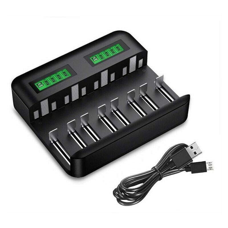 foto del prodotto lablanc caricabatterie universale lcd, caricabatteria ricaricabile per batterie aa hr6, aaa hr3, c hr14, d hr20 ni mh nicd con ingresso micro usb