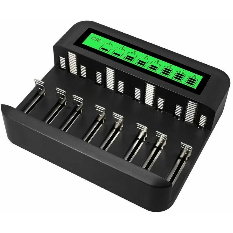 foto del prodotto lablanc caricabatterie universale lcd, caricabatteria universale per batterie ricaricabili ni mh aa lr6, aaa lr3, c r14, d r20 con ingresso micro