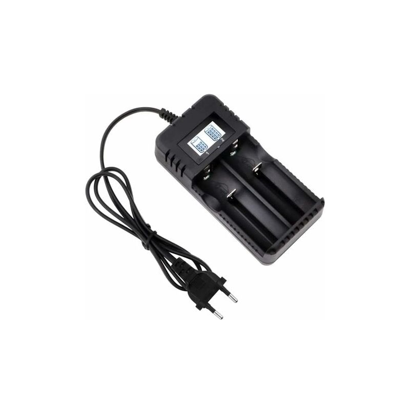 foto del prodotto lablanc caricabatterie universale per batterie 18650, caricabatteria intelligente a ricarica rapida, testa a 2 slot con display lcd, compatibile