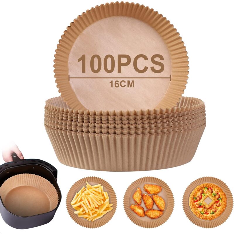foto del prodotto lablanc carta da forno per friggitrice ad aria 100 pezzi 16x4,5 cm fodera di carta circolare accessori per friggitrice ad aria per