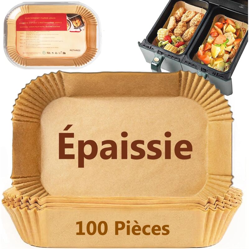 foto del prodotto lablanc carta da forno per friggitrice ad aria ninja, 100 pezzi di carta da forno rettangolare spessa 20x14 cm per friggitrice, accessori per