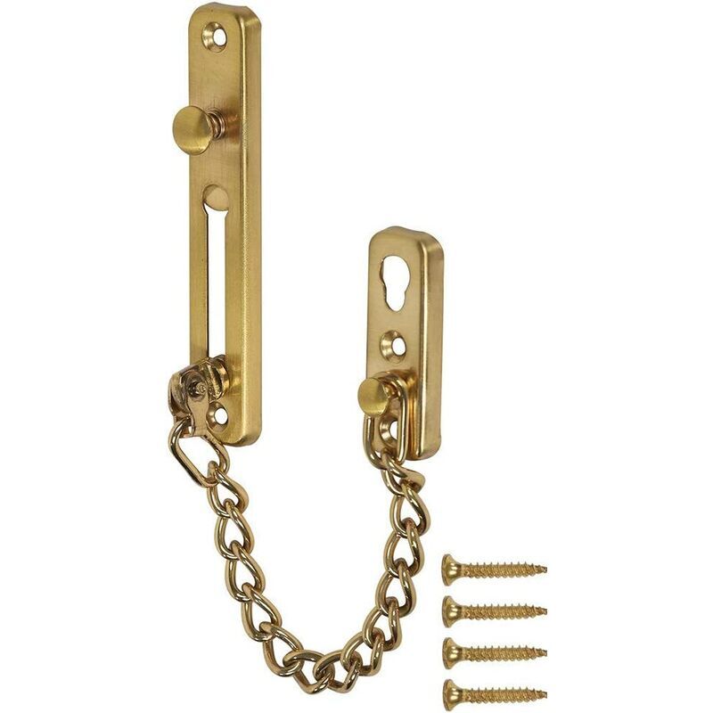 foto del prodotto lablanc catenaccio per porta in acciaio inossidabile con molla antifurto, chiusura per porta lucidata ad alta resistenza con viti, colore oro