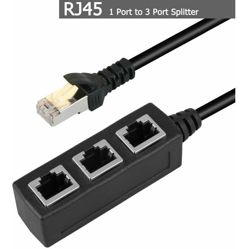 foto del prodotto lablanc cavo di rete splitter ethernet rj45 da 1 a 3 porte con adattatore per presa cat5, cat5e, cat6, cat7