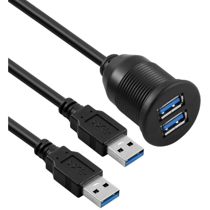 foto del prodotto lablanc cavo usb 3.0 maschio femmina a filo per auto, camion, barca, moto, cruscotto 1 m, rotondo, doppia porta usb 