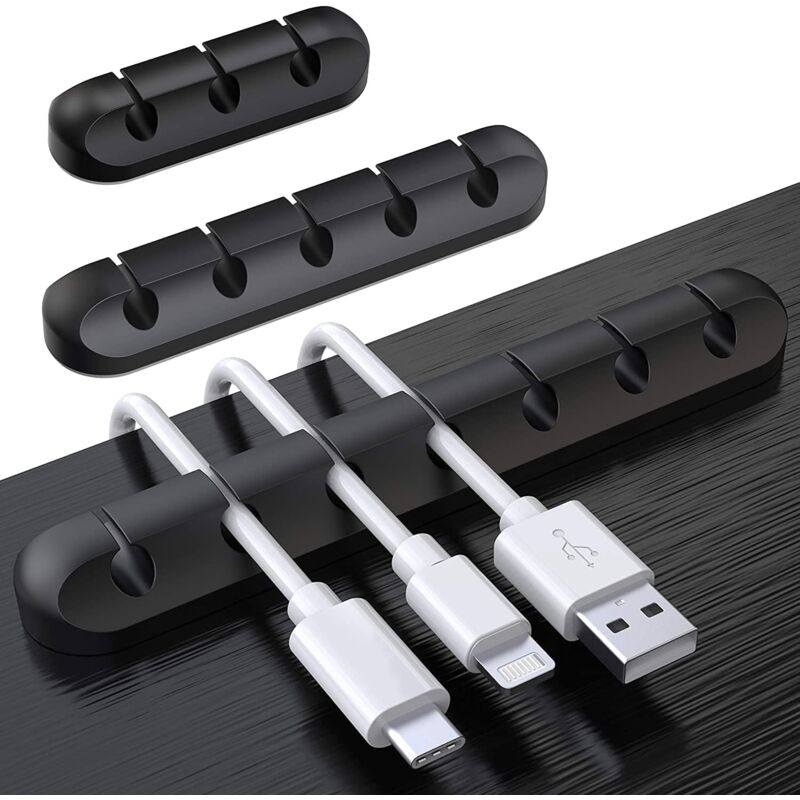 foto del prodotto lablanc clip per organizzare i cavi da scrivania, confezione da 3, organizer per cavi, gestione dei cavi, per cavi usb per