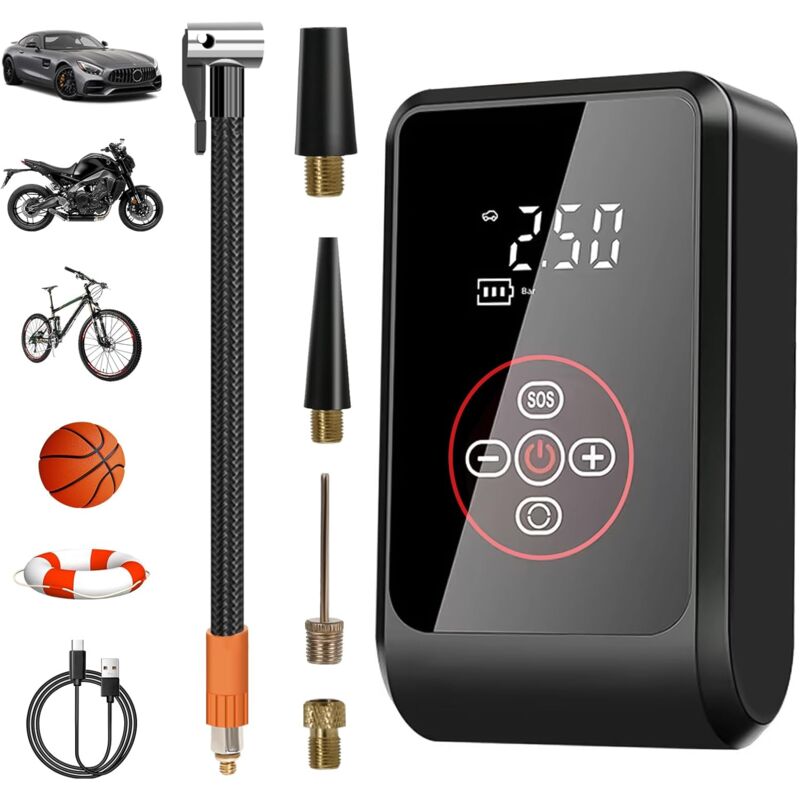 foto del prodotto lablanc compressore d aria portatile, gonfiatore per pneumatici auto senza fili da 4000 mah, mini pompa da 150 psi con display digitale a led,