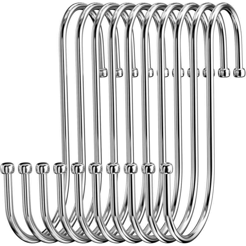 foto del prodotto lablanc confezione da 10 ganci a s in acciaio inox, gancio a s in metallo resistente, doppio gancio per appendere tazze, vestiti, pentole e