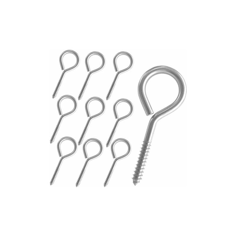 foto del prodotto lablanc confezione da 10 ganci ad occhiello in acciaio inossidabile, viti ad occhiello per impieghi gravosi, viti ad occhiello autofilettanti per