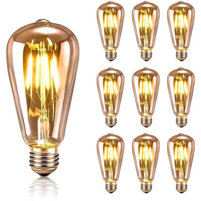 foto del prodotto lablanc confezione da 10 lampadine a filamento led e27 st64 da 4 w, luce bianca calda 2700 k, lampadine edison retr , stile vintage antico, 400 lm