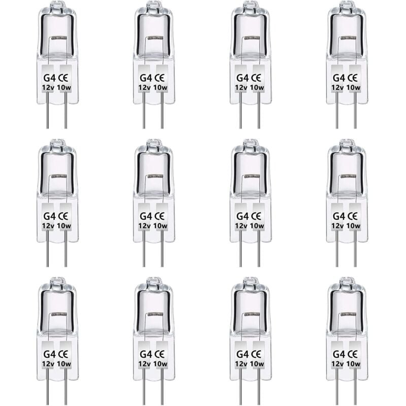 foto del prodotto lablanc - confezione da 12 lampadine alogene g4 12v 10w, dimmerabili, bianco caldo 2700k, 140lm, lampada alogena g4 a bassa tensione, capsula