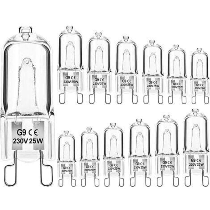 foto del prodotto lablanc confezione da 12 lampadine alogene g9 a capsula trasparente dimmerabili 25w 230v bianco caldo per forno, microonde, fornello, plafoniere