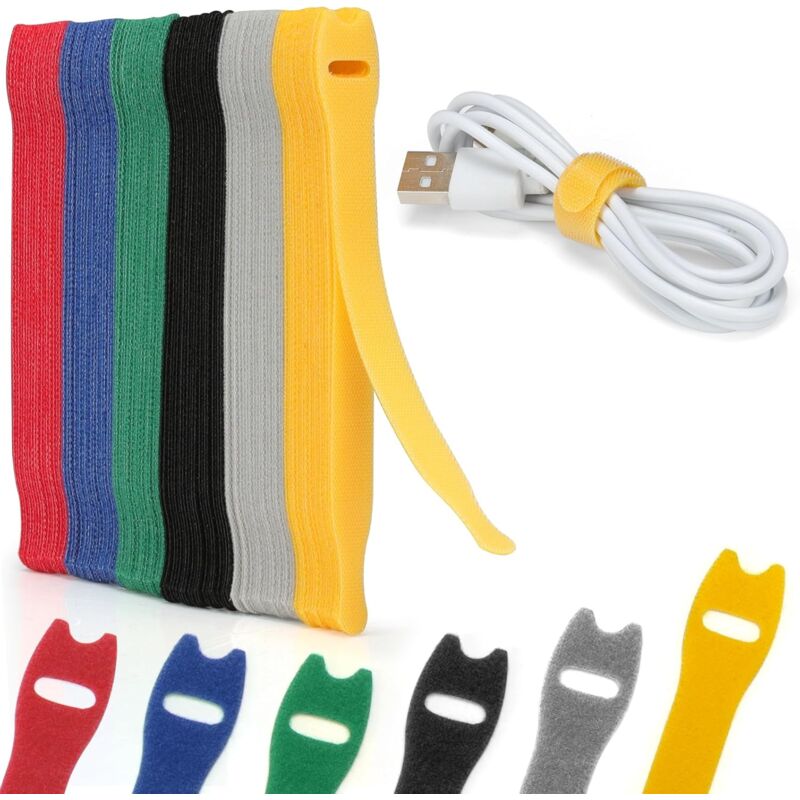 foto del prodotto lablanc confezione da 120 fascette fermacavi in nylon riutilizzabili, 150 mm x 12 mm, regolabili con gancio e passante, per la gestione dei cavi in