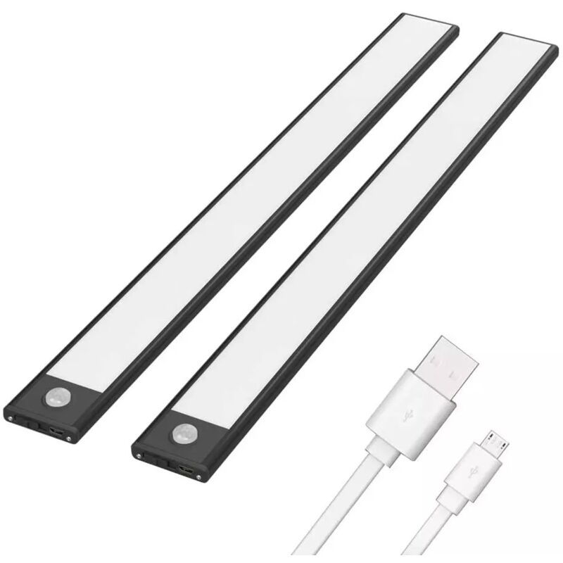 foto del prodotto lablanc confezione da 2 luci per armadio, 68 luci led per armadio con sensore di movimento, 3 modalit di illuminazione, barra luminosa led